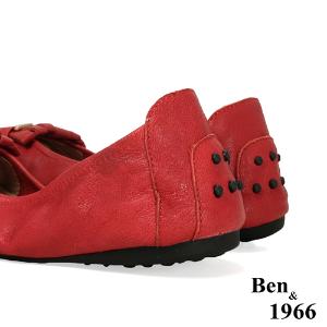 Ben&1966流行H釦水染羊皮摺疊鞋-紅(1560034)