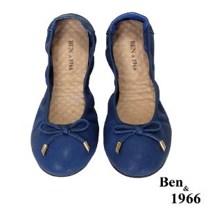 Ben&1966經典舒適植鞣羊皮摺疊鞋-藍(1580112)