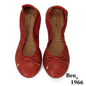 Ben&1966經典舒適植鞣羊皮摺疊鞋-紅(1580113)