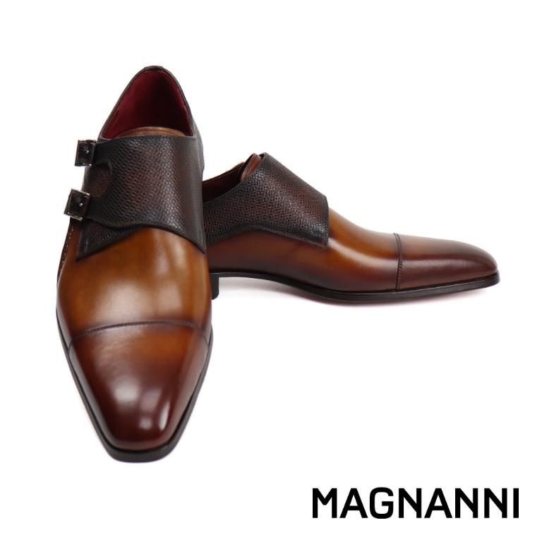 MAGNANNI 個性時尚橫飾雙扣孟克鞋 棕色(19616-CUE)