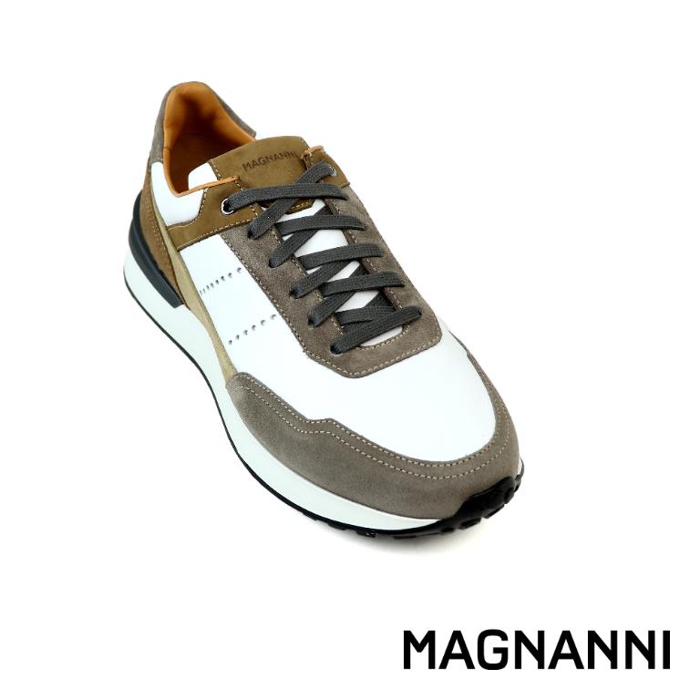 MAGNANNI 輕量拼接雙色綁帶休閒鞋 白色(24454-TIWH)