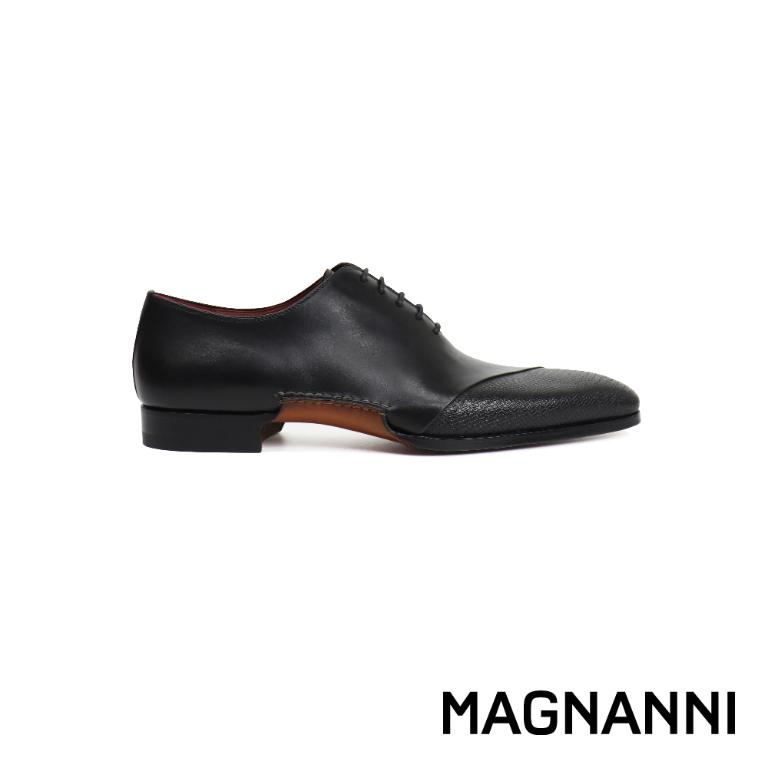 MAGNANNI 鞋面半壓紋造型紳士牛津鞋 黑色(23869-BL)
