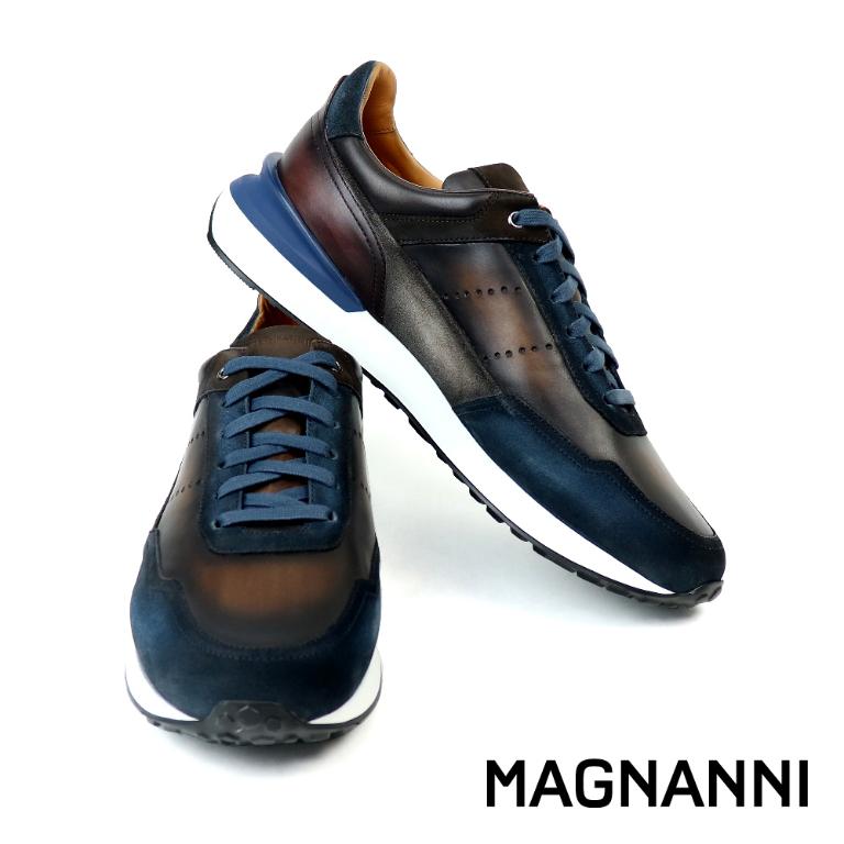 MAGNANNI 輕量拼接雙色綁帶休閒鞋 棕色(24454-INBR)