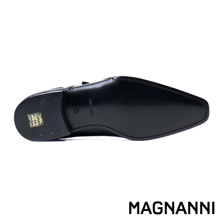 MAGNANNI 半壓紋橫飾單扣孟克鞋 黑色(23491-BL)