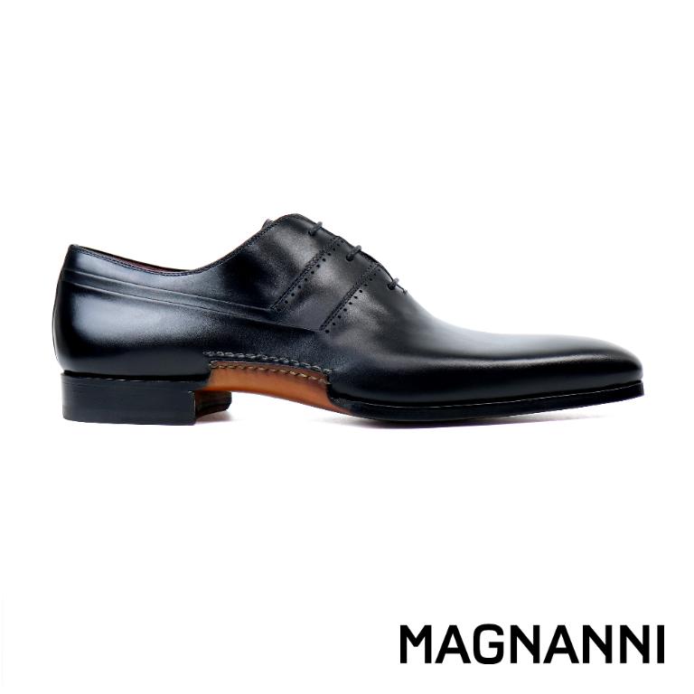 MAGNANNI 時尚壓線商務牛津鞋 黑色(24814-BL)
