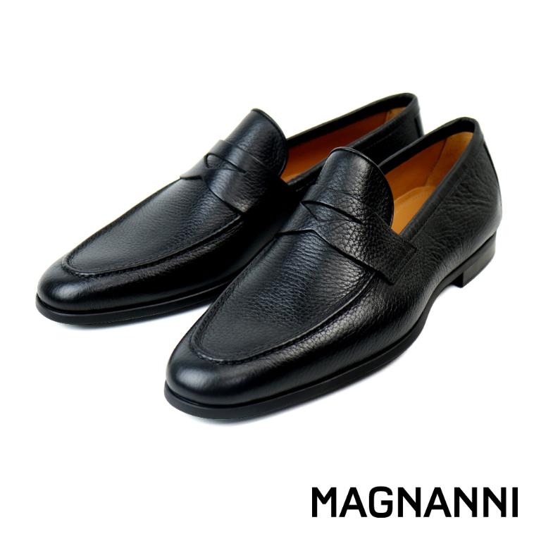 MAGNANNI 經典荔枝紋商務便士樂福鞋 黑色(21482B-BL)
