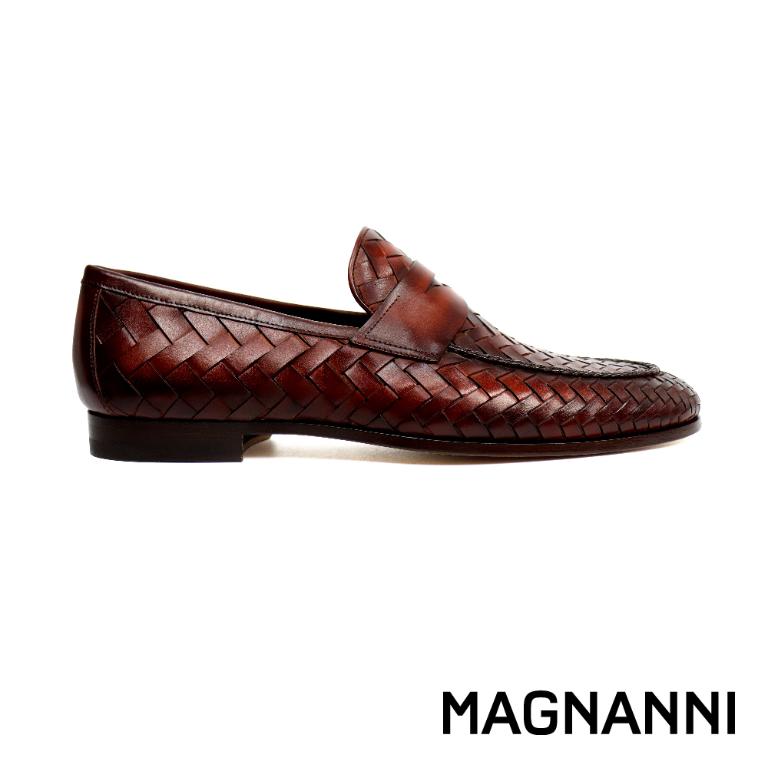 MAGNANNI 真皮編織便士樂福鞋 棕色(24461-COG)