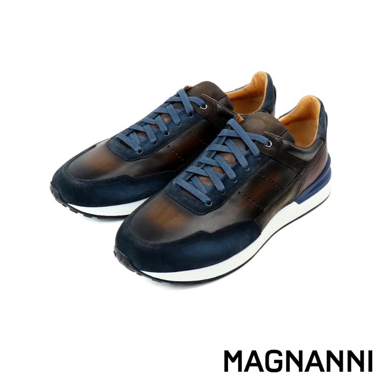 MAGNANNI 輕量拼接雙色綁帶休閒鞋 棕色(24454-INBR)