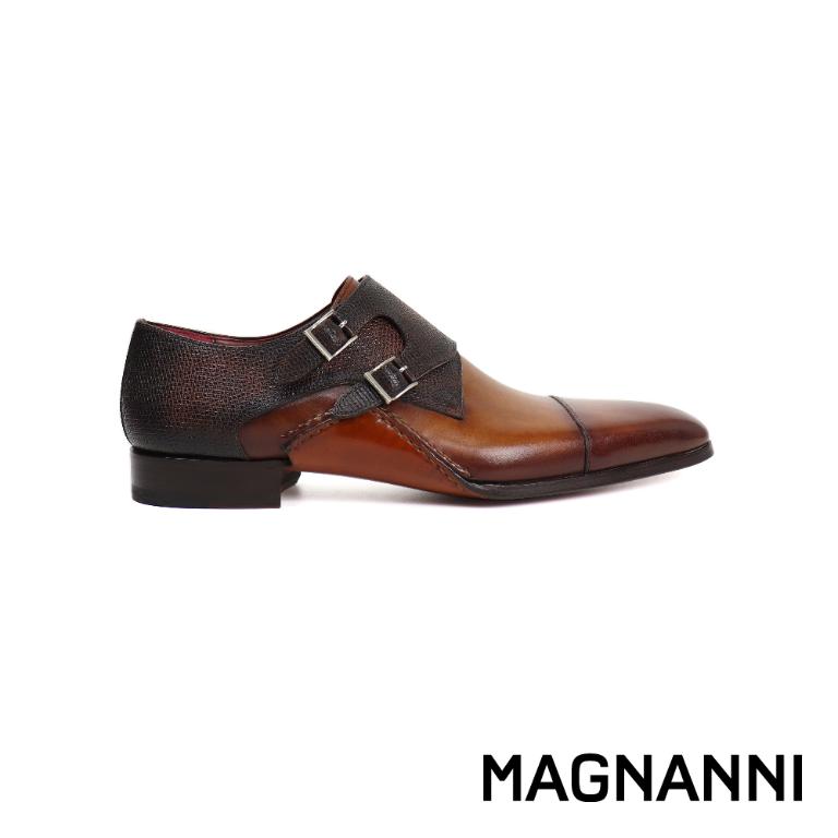 MAGNANNI 個性時尚橫飾雙扣孟克鞋 棕色(19616-CUE)