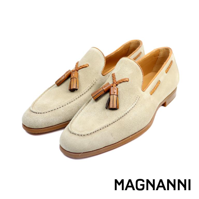 MAGNANNI 流蘇綁帶造型帆船鞋 杏色(24386-AVE)