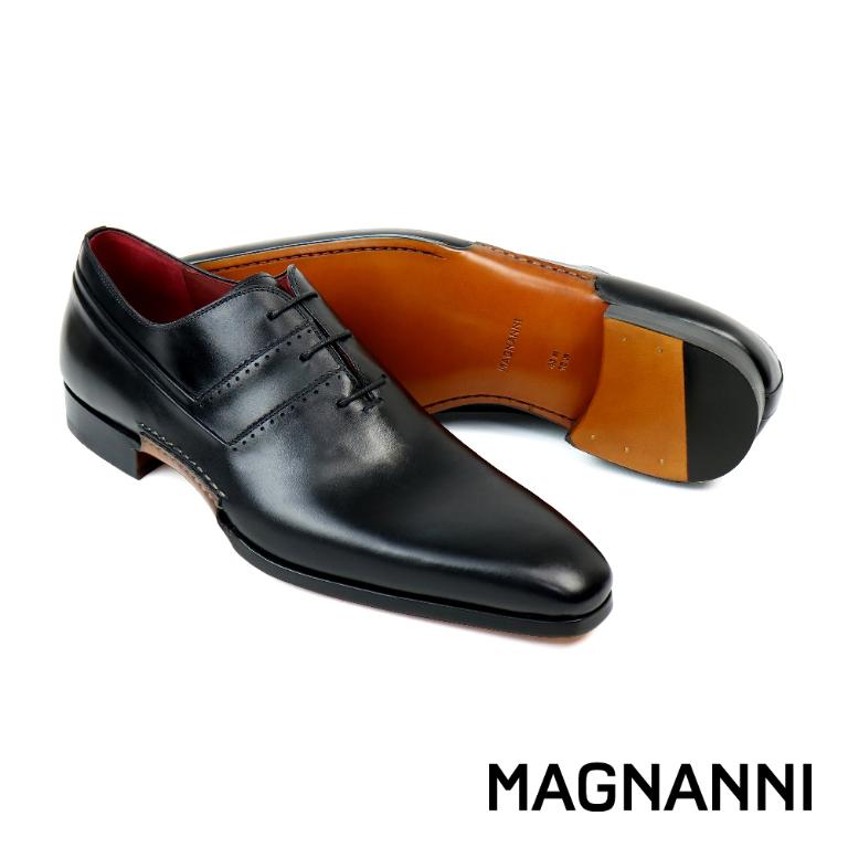 MAGNANNI 時尚壓線商務牛津鞋 黑色(24814-BL)