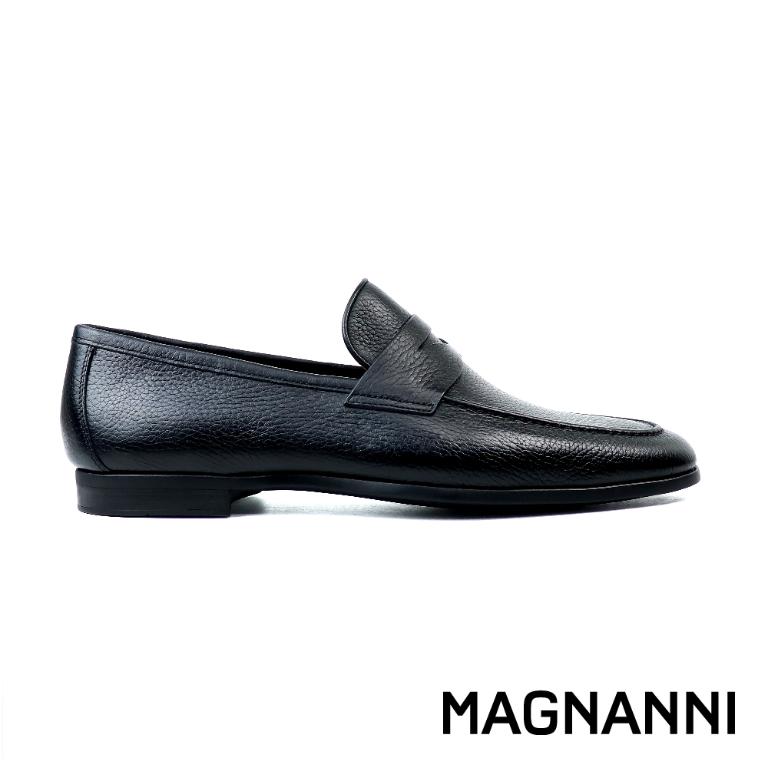 MAGNANNI 經典荔枝紋商務便士樂福鞋 黑色(21482B-BL)