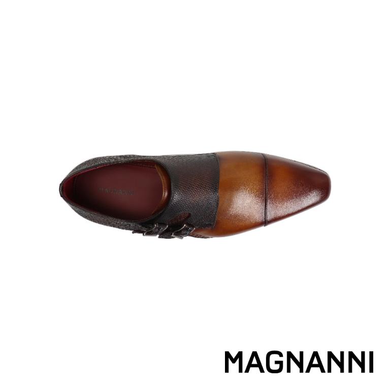 MAGNANNI 個性時尚橫飾雙扣孟克鞋 棕色(19616-CUE)