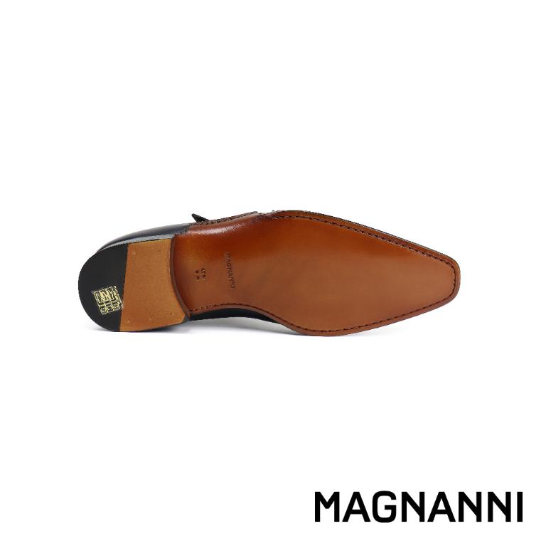 MAGNANNI 鞋襟半壓紋時尚雙扣孟克鞋 海軍藍(23117-NA)