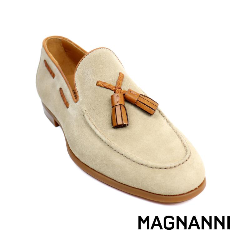 MAGNANNI 流蘇綁帶造型帆船鞋 杏色(24386-AVE)