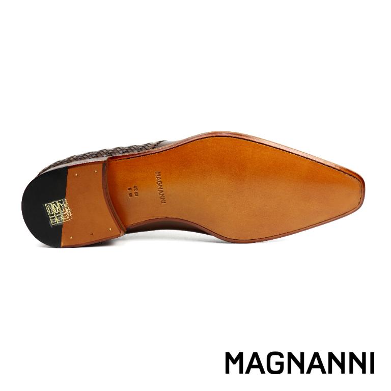 MAGNANNI 編織綁帶漸層紳士德比鞋 棕色(24596-BR)
