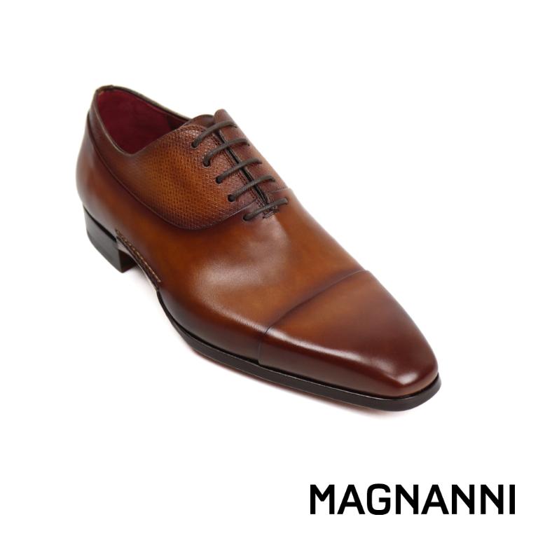 MAGNANNI 西班牙鞋襟壓紋橫飾牛津鞋 棕色(23116-CUE)