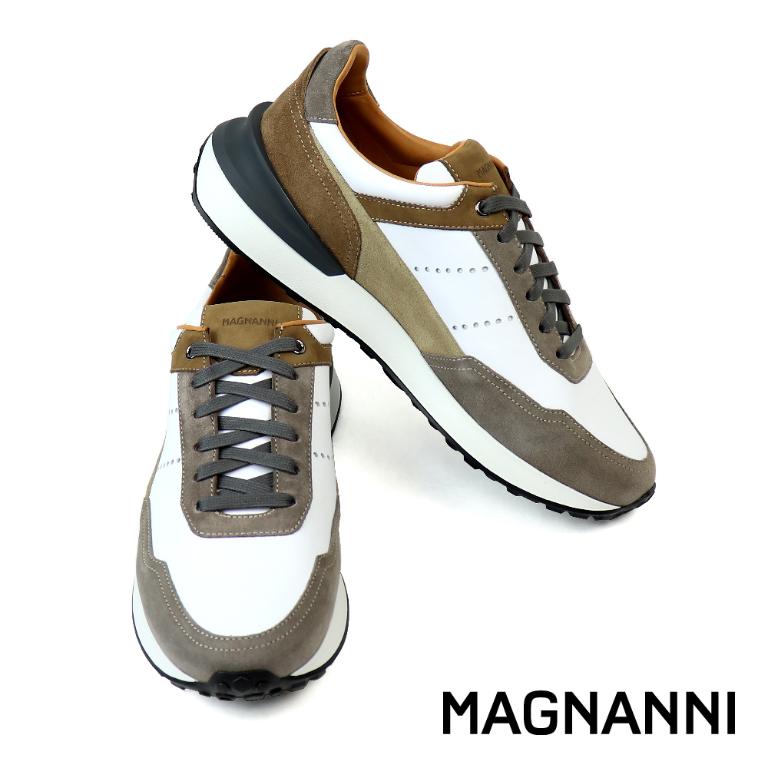 MAGNANNI 輕量拼接雙色綁帶休閒鞋 白色(24454-TIWH)