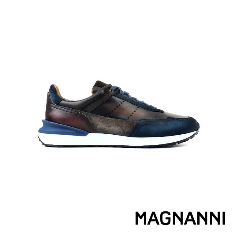 MAGNANNI 輕量拼接雙色綁帶休閒鞋 棕色(24454-INBR)