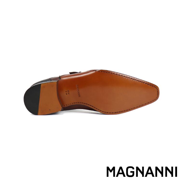 MAGNANNI 個性時尚橫飾雙扣孟克鞋 棕色(19616-CUE)