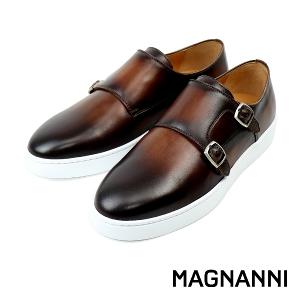 MAGNANNI 真皮休閒雙釦孟克鞋 深棕色(24701-MBR)