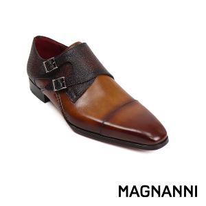 MAGNANNI 個性時尚橫飾雙扣孟克鞋 棕色(19616-CUE)