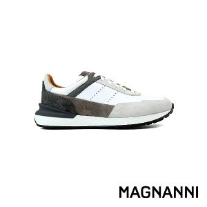 MAGNANNI 輕量拼接雙色綁帶休閒鞋 白灰色(24454-WH)