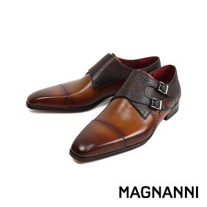 MAGNANNI 個性時尚橫飾雙扣孟克鞋 棕色(19616-CUE)