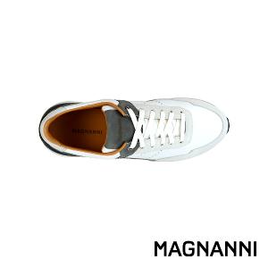 MAGNANNI 輕量拼接雙色綁帶休閒鞋 白灰色(24454-WH)