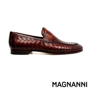 MAGNANNI 真皮編織便士樂福鞋 棕色(24461-COG)