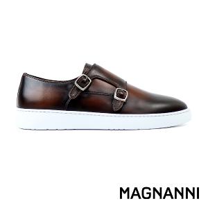 MAGNANNI 真皮休閒雙釦孟克鞋 深棕色(24701-MBR)