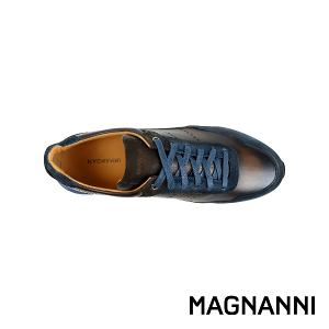 MAGNANNI 輕量拼接雙色綁帶休閒鞋 棕色(24454-INBR)