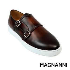 MAGNANNI 真皮休閒雙釦孟克鞋 深棕色(24701-MBR)