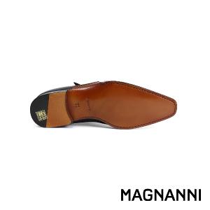 MAGNANNI 鞋襟半壓紋時尚雙扣孟克鞋 海軍藍(23117-NA)