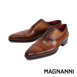 MAGNANNI 西班牙鞋襟壓紋橫飾牛津鞋 棕色(23116-CUE)