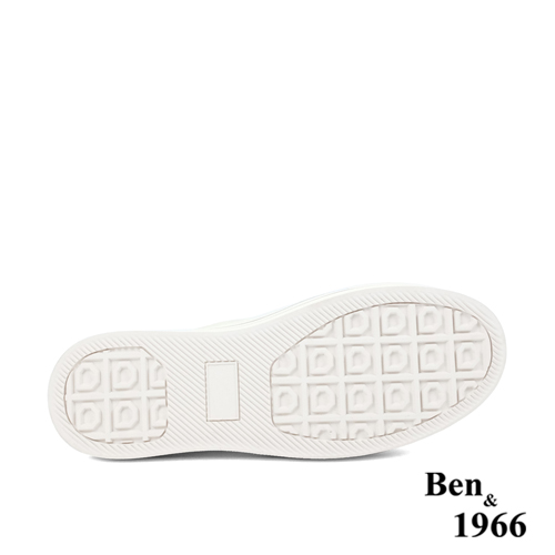 Ben&1966高級絲綢牛皮綁帶厚底休閒鞋-米白(236073)