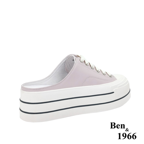 Ben&1966高級絲綢牛皮綁帶厚底休閒鞋-紫(236071)