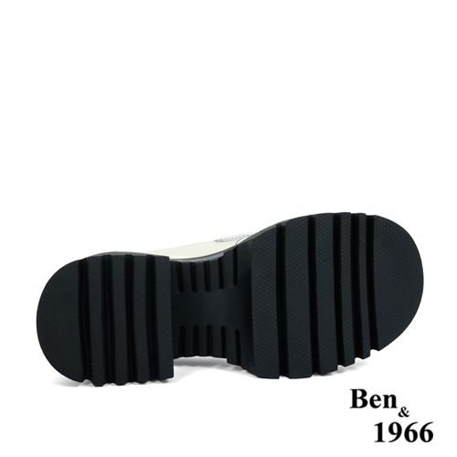 Ben&1966高級頭層牛油皮個性馬銜釦厚底樂福鞋-米白(236082)