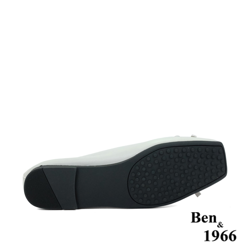 Ben&1966高級頭層牛皮優雅舒適方頭包鞋-淺灰(236142)