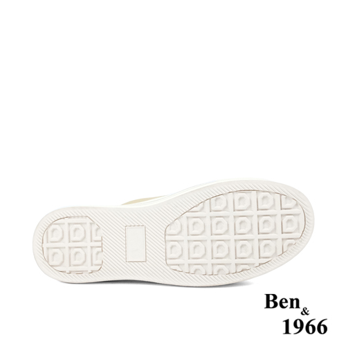 Ben&1966高級絲綢牛皮綁帶厚底休閒鞋-奶茶杏(236072)