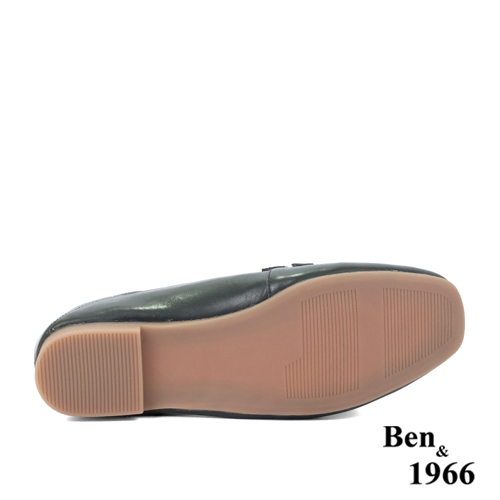 Ben&1966高級頭層牛皮個性金屬鍊樂福鞋-黑(236131)