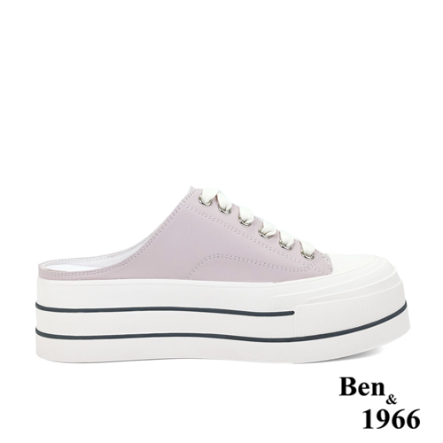 Ben&1966高級絲綢牛皮綁帶厚底休閒鞋-紫(236071)