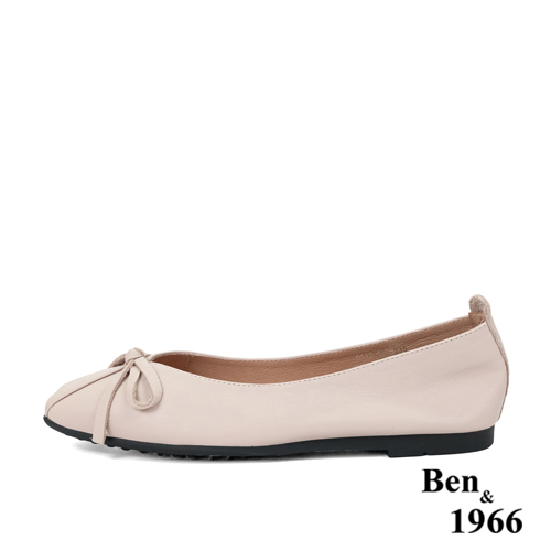 Ben&1966高級頭層牛皮優雅舒適方頭包鞋-淺粉(236143)