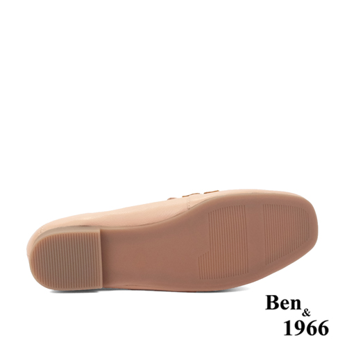 Ben&1966高級頭層牛皮個性金屬鍊樂福鞋-珊瑚粉(236133)