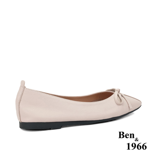 Ben&1966高級頭層牛皮優雅舒適方頭包鞋-淺粉(236143)