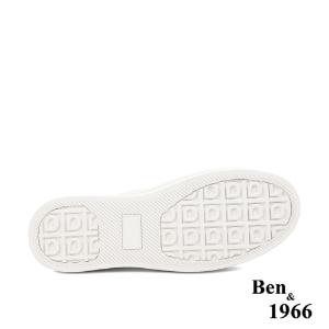 Ben&1966高級絲綢牛皮綁帶厚底休閒鞋-米白(236073)