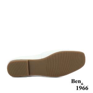 Ben&1966高級頭層牛皮時尚方頭包鞋-白(236093)