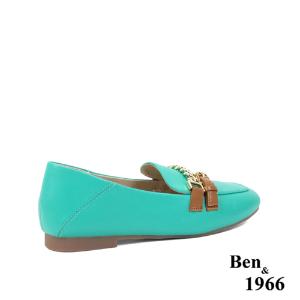 Ben&1966高級頭層牛皮個性金屬鍊樂福鞋-冰綠(236132)