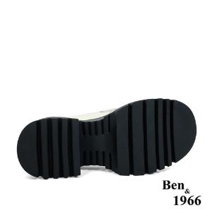 Ben&1966高級頭層牛油皮個性馬銜釦厚底樂福鞋-米白(236082)