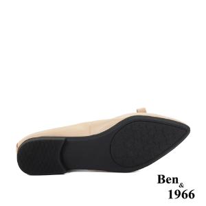 Ben&1966高級水染羊皮優雅內增高包鞋-杏(236112)